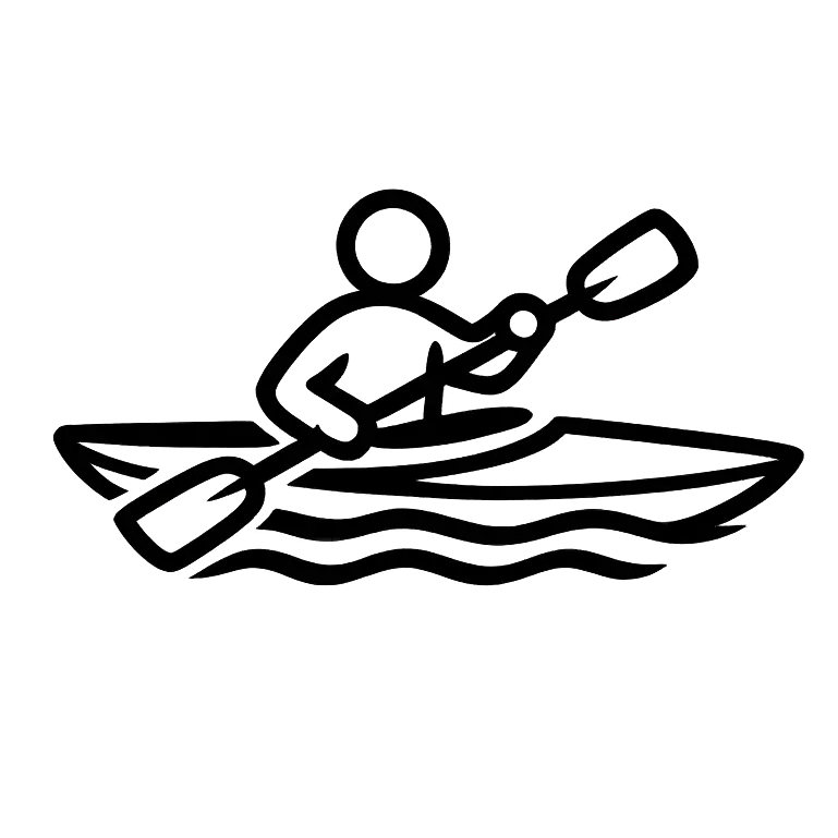 Canoeist inside solo canoe icon